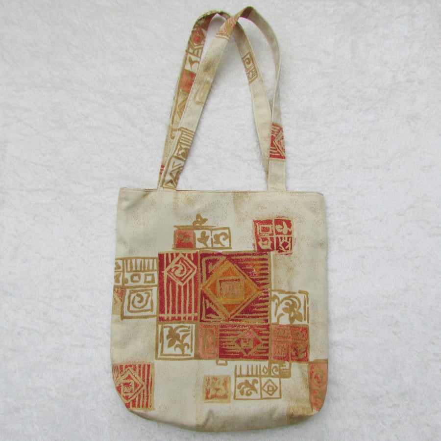 Terracotta Abstract print tote bag