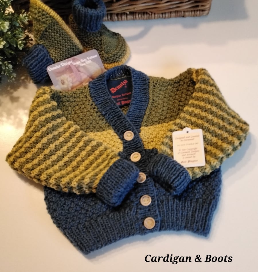Baby Cardigan & Matching Booties 3-9 months... - Folksy