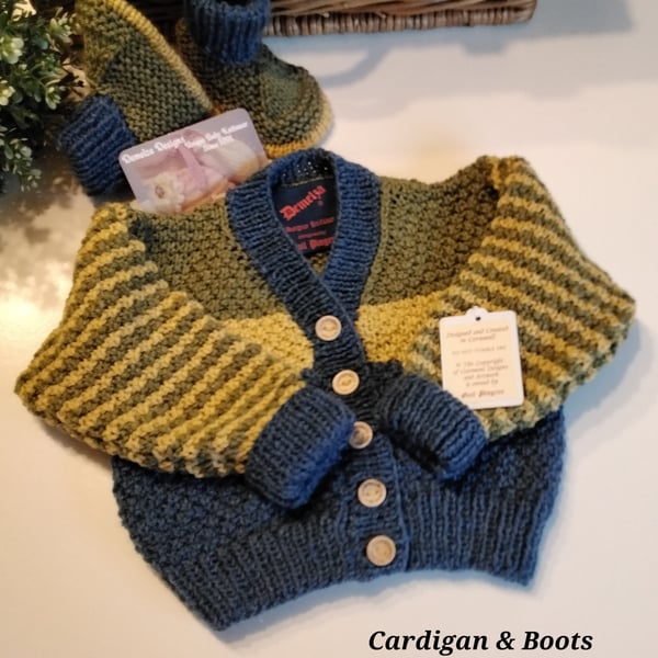 Baby Cardigan & Matching Booties 3-9 months size
