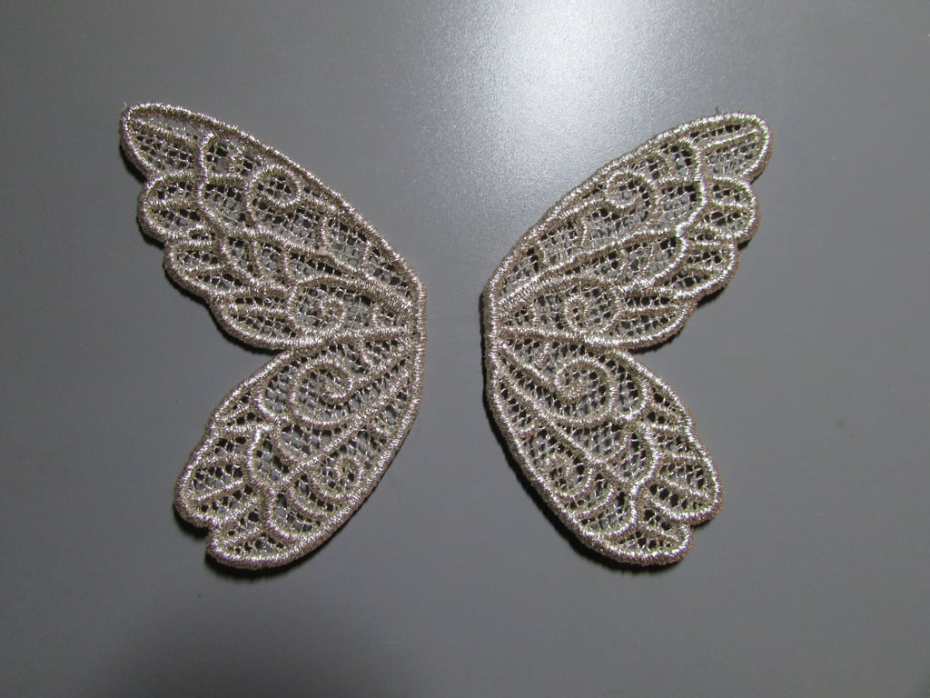 Embroidered Lace Metallic Fairy Wings Applique you choose colour