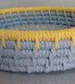 Handmade Coiled Macramé Basket - Grey & Ochre Decorative Basket - Image 6