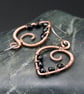 Copper Wire Wrapped Pendant & Earrings Set with Black Beads - Image 6