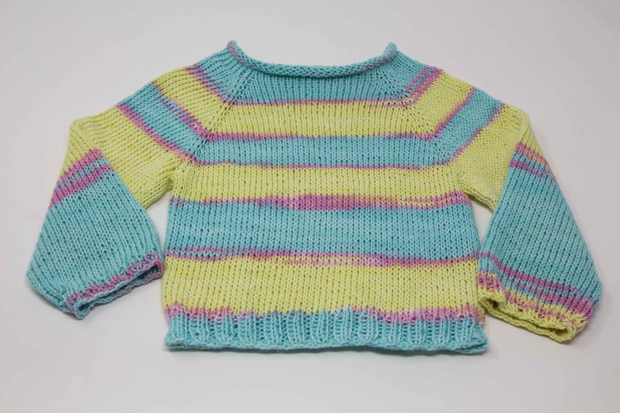 Pastel Stripey Baby Jumper 6 - 12 Months