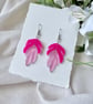 Pink Acrylic Leaf Earrings - Layered Translucent Ombre Dangles - Image 5