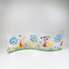 Fused glass meadow stand up wave ornament