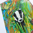 Original painting collage badger painting 