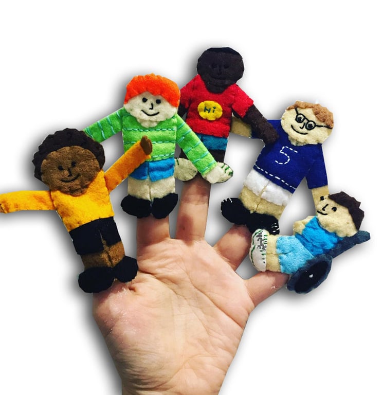 Boy Finger Puppets, Teaching Acessory, Traditional Toys, Stocking Filler