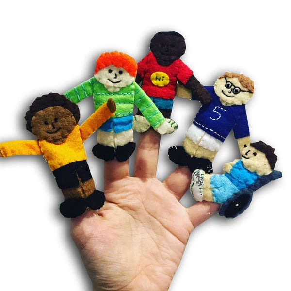 Boy Finger Puppets, Teaching Acessory, Traditional Toys, Stocking Filler
