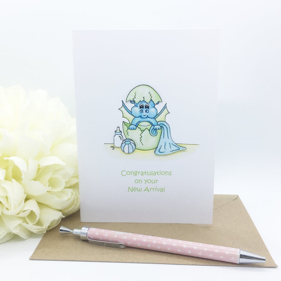 New Baby Boy Card - Baby Dragon Egg 