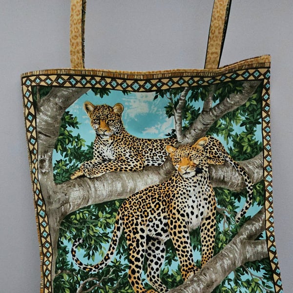 Leopard print tote bag. 