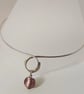 Sliver Necklet with Pink Glass Bead - Image 1