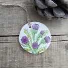 Scottish Thistle Round Hanging Aromatherapy Diffuser Ornament