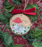 Mouse hand-painted Christmas log slice decoration  - Image 8