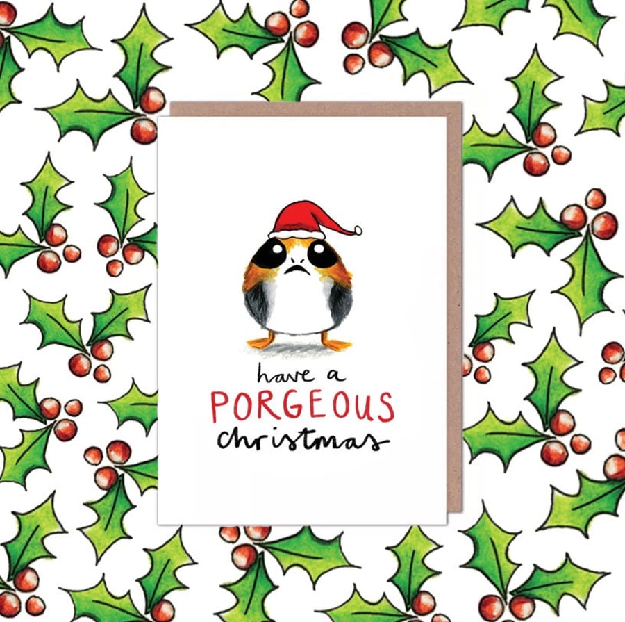 Image of Porg Star Wars 'Porgeous' Christmas Card