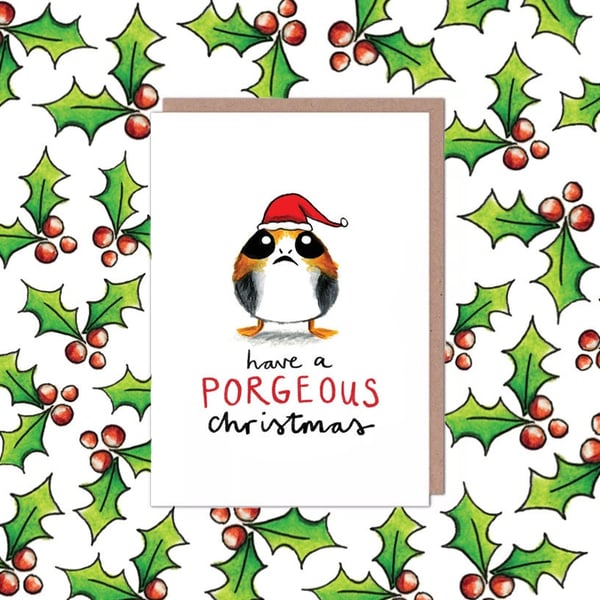 Porg Star Wars 'Porgeous' Christmas Card