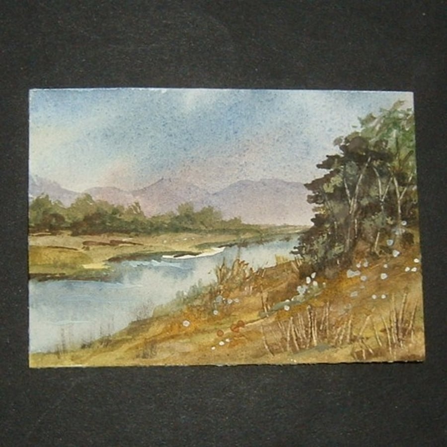 Art painting aceo SFA original paintings landscape river 59