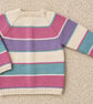 Baby Girl's Hand-knitted Cream Cardigan With Pastel Stripes, 9-12 mnths - Image 3