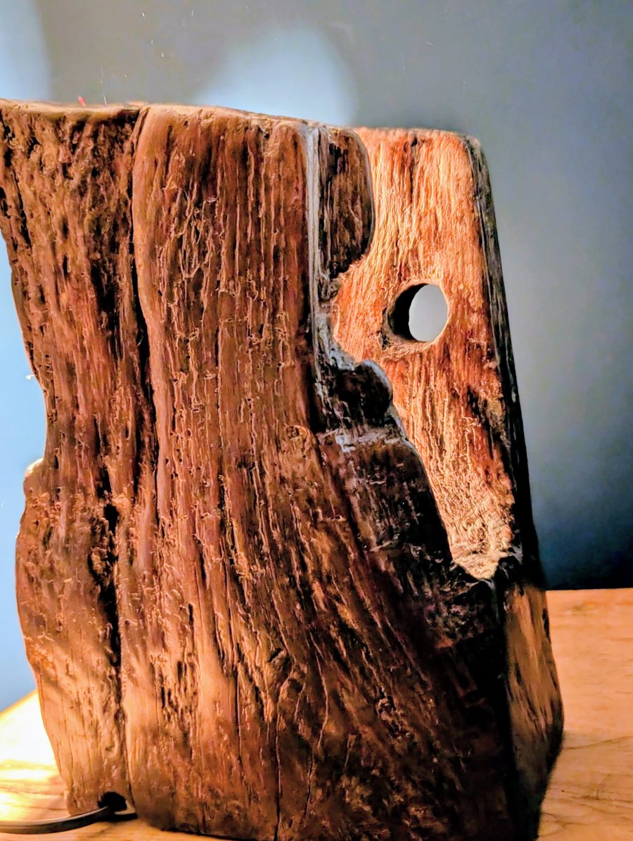 Salvaged Oak beam table lamp