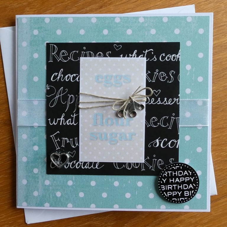 Baking Birthday Card , Mother's Day Card - Aqua 