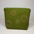 Hand embroidered zip top purse, pouch