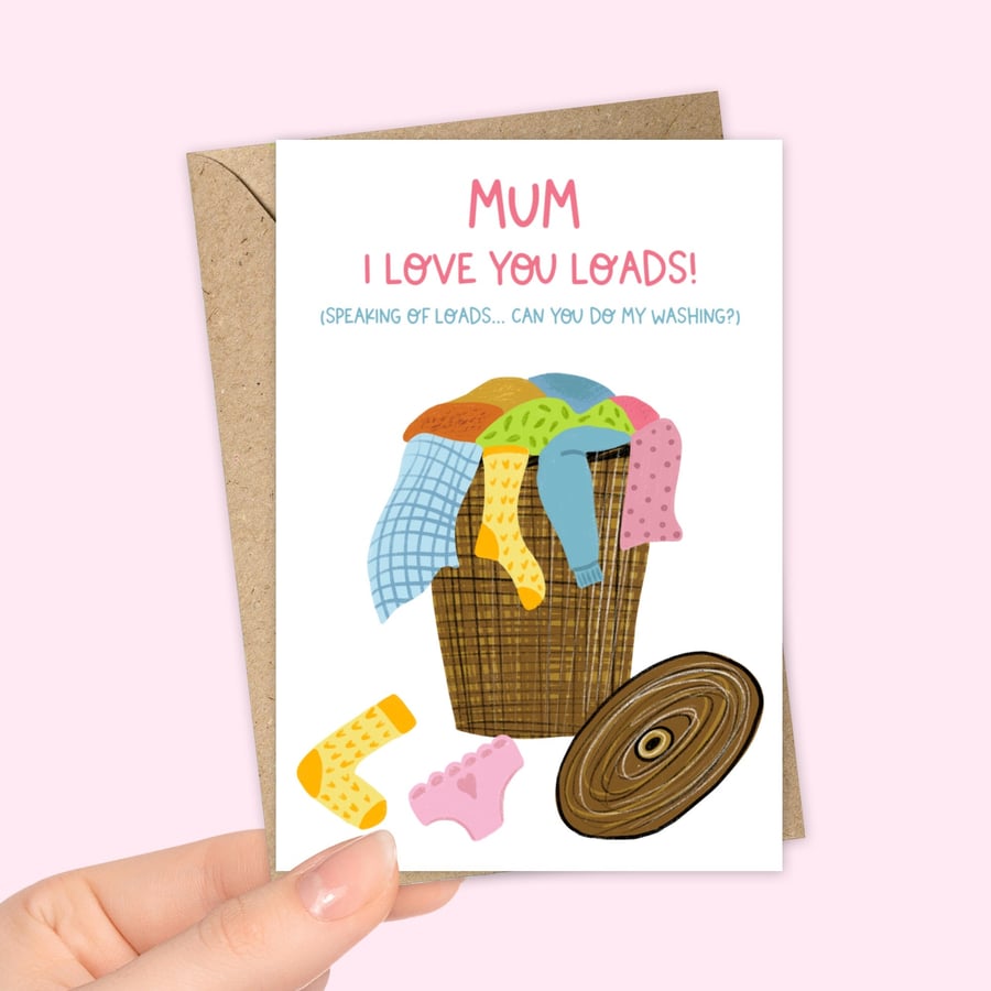 Mum I Love you Loads Personalised Greeting Card, Funny Cards