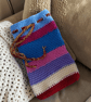 Random Stripes Hot Water Bottle Cover, Crocheted Cosy Holder, Drawstring Closure - Image 5
