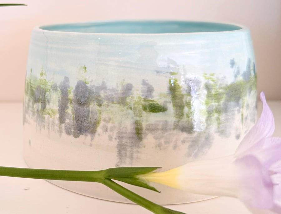 Wheel thrown, hand-glazed  decorative ceramic planter pot