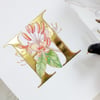 Watercolour art Honeysuckle and 24 Carat Gold Leaf Letter H.  