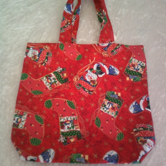 Christmas Stockings on Red Gift Bag