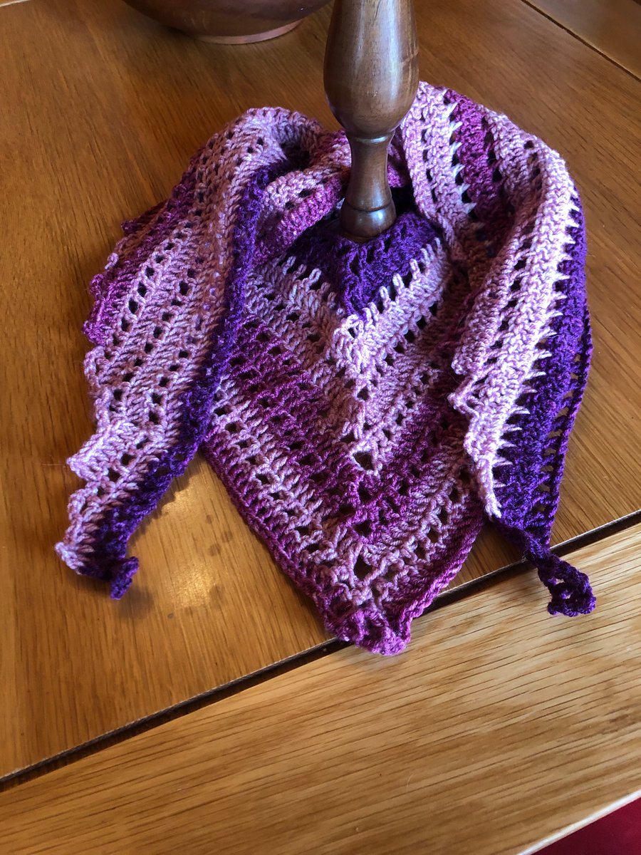 Crocheted Bandana Pink Purple Scarf 