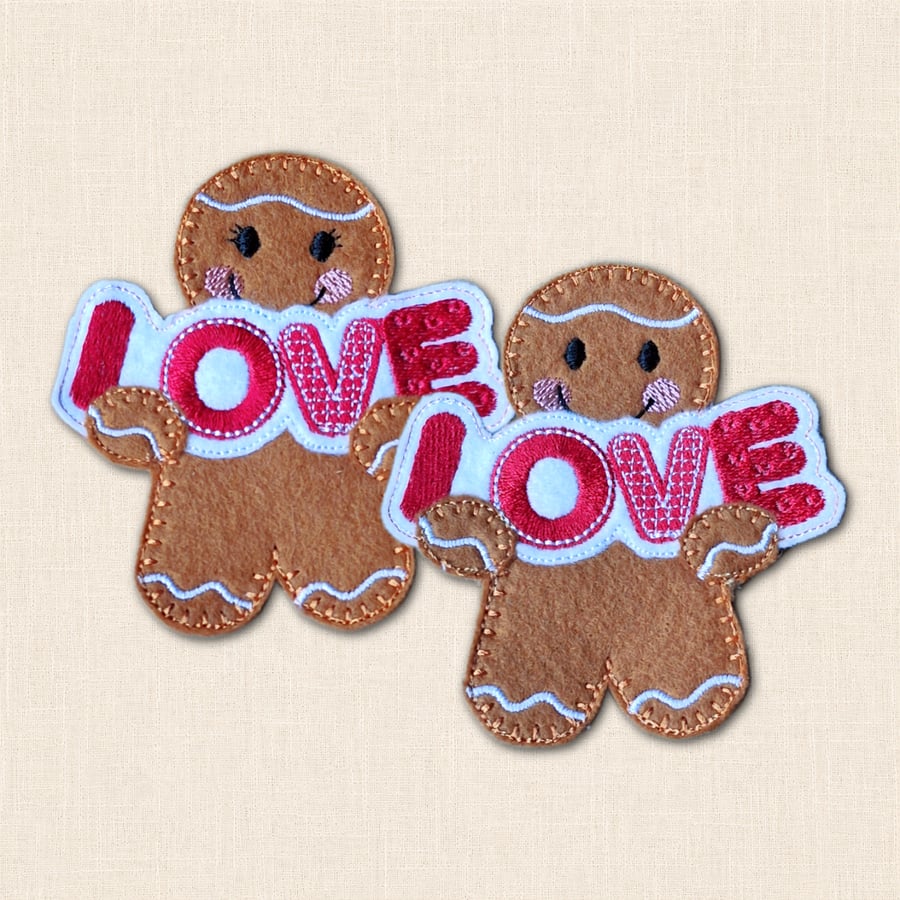 Sending Love Gingerbread Decoration - Embroidered Love Decoration