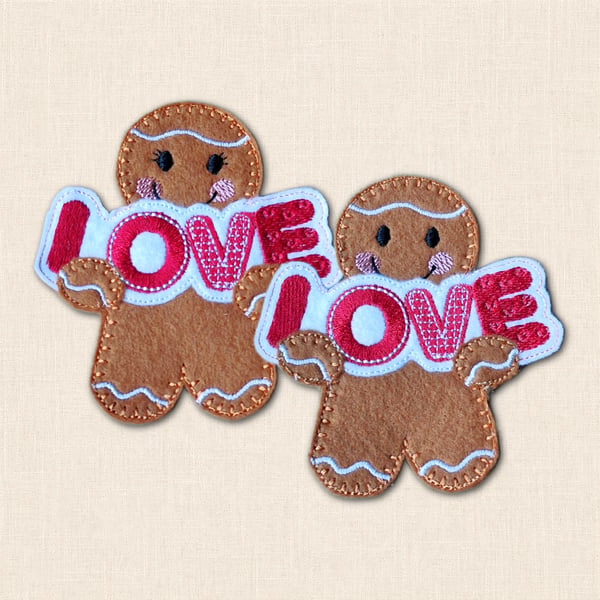 Sending Love Gingerbread Decoration - Embroidered Love Decoration