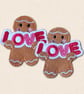 Sending Love Gingerbread Decoration - Embroidered Love Decoration