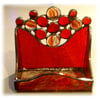 RESERVED for JAN  Business Card Holder Handmade Stained Glass Red 