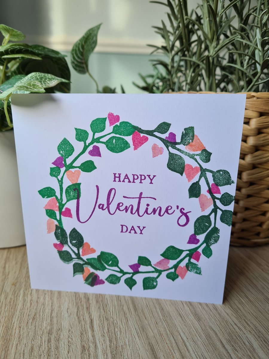 Handprinted wreath valentine's day card