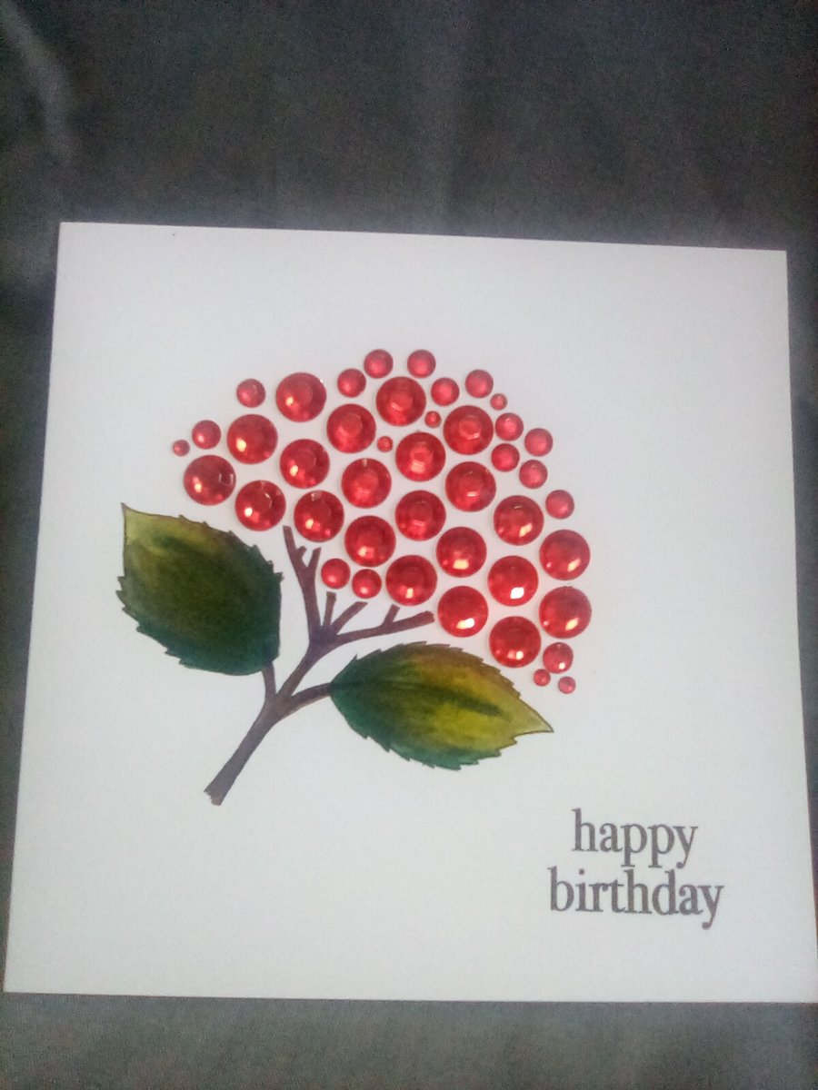 Luxury handmade watercolour Birthday card with added embellishment
