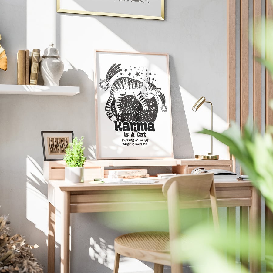 Karma Is A Cat - Sleeping Poster, Song-Inspired, Unique Gift Idea, Wall Art