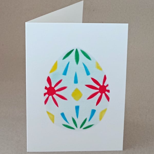 Painted egg stencil art Easter card