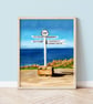 Land's End, Cornwall Illustrated A4 Art Print - Image 1