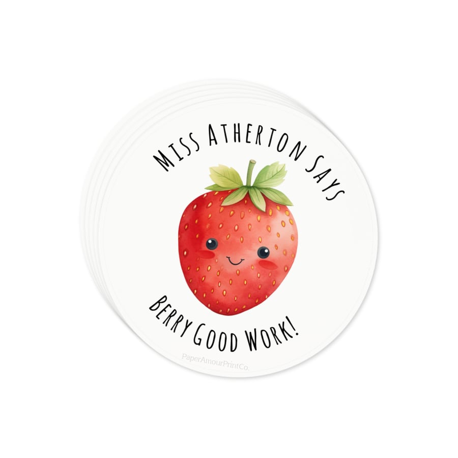 Berry Good - Personalised Teacher Reward Stickers - 3.4cm - Strawberry RS2064
