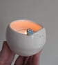 Ceramic Tealight Blue Tit & birdprints pottery candle holder Perfectly Imperfect