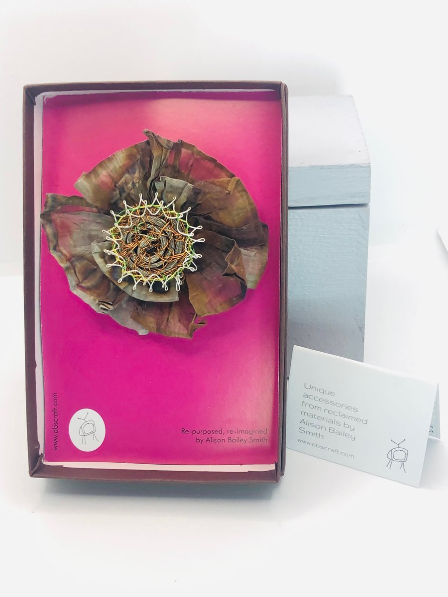 Mesh Rosette recycled brooch