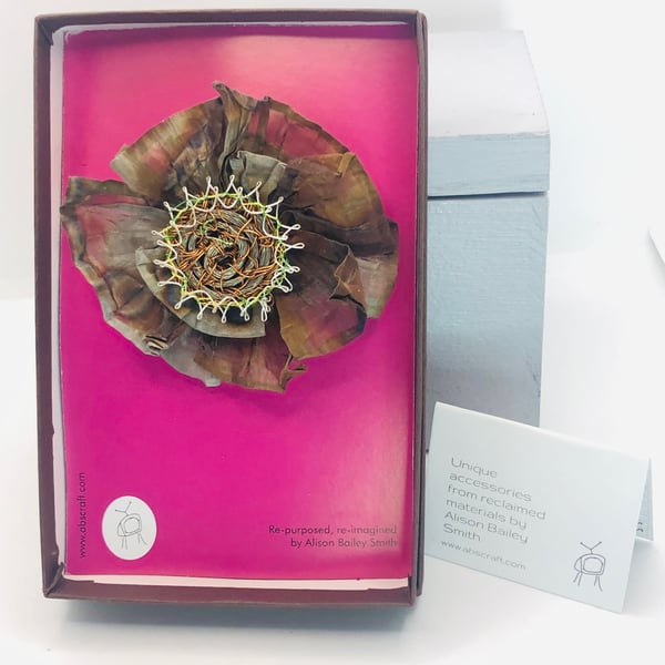 Mesh Rosette recycled brooch