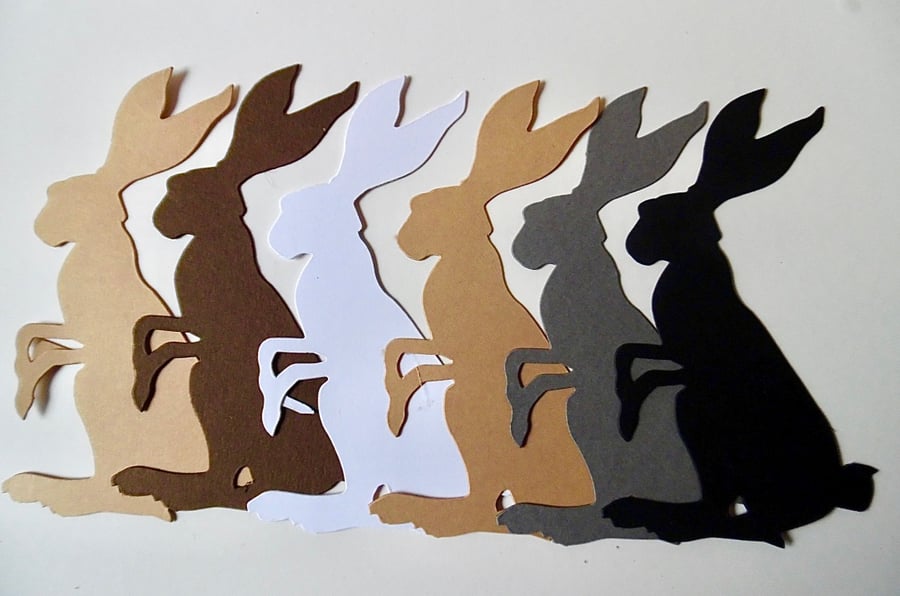 6  Bunny Rabbit  Die Cuts.  card Toppers  Easter Cards Bunting Cut-Outs  