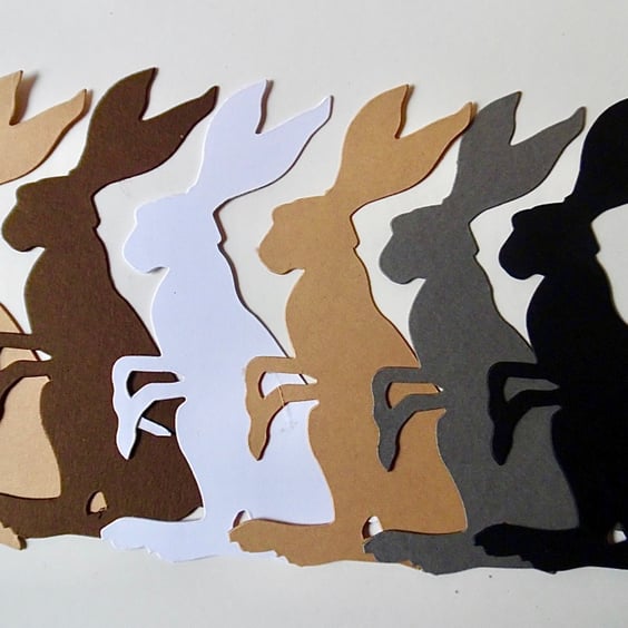 6  Bunny Rabbit  Die Cuts.  card Toppers  Easter Cards Bunting Cut-Outs  