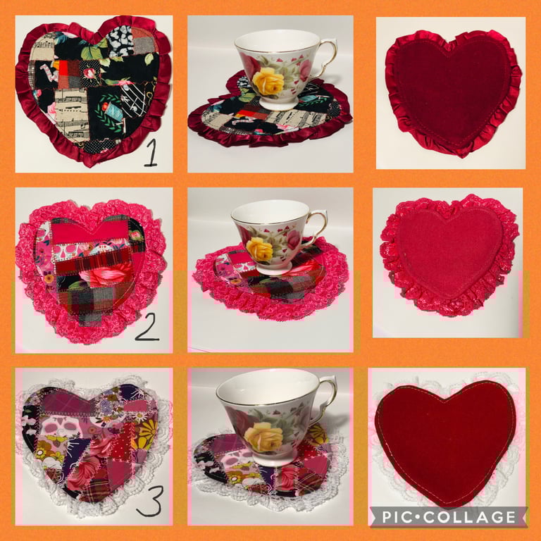 Love Heart Coaster Tea or Coffee Pot Placemat Patchwork Fabric 