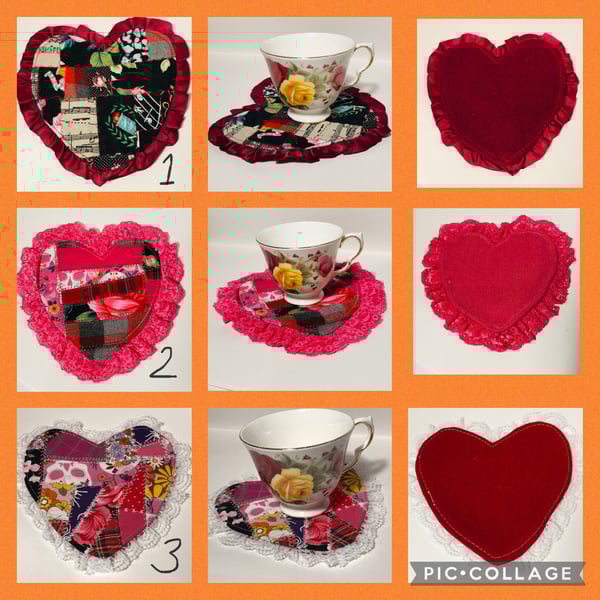 Love Heart Coaster Tea or Coffee Pot Placemat Patchwork Fabric 