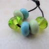 blue and green lampwork glass spacer beads