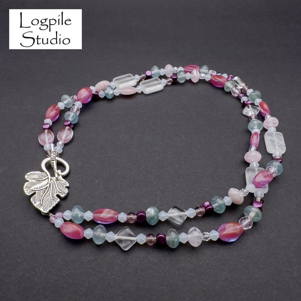Vine Leaf Clasp Choker Necklace or Bracelet with Czech Glass Beads