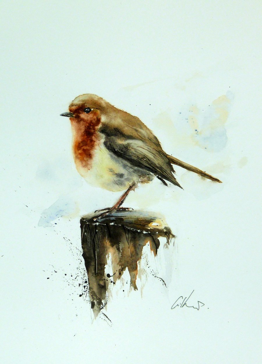 A Robin, Original Watercolour Painting.